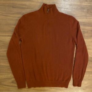 Nordstrom Men’s 100% Cashmere Quarter Zip Sweater Large Rust Burnt Orange
